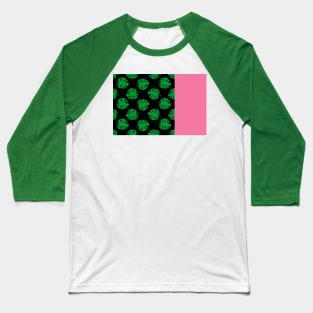 Philodendron Pattern Black & Pink Baseball T-Shirt